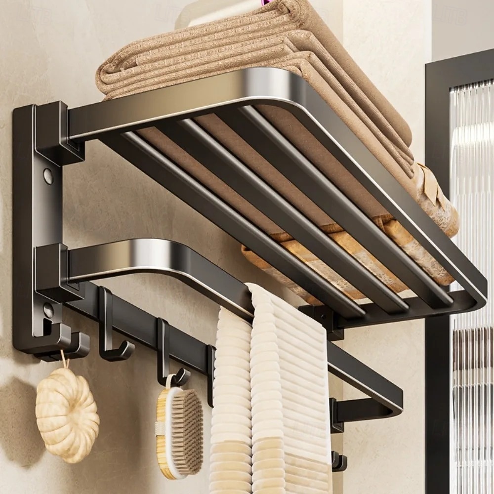 Bath Towel Rack Wall-Mounted No-Drill Shower Curtain Hook Assembly Bathroom Shower Room Vanity Rack 2026 - $28.99 –P2
