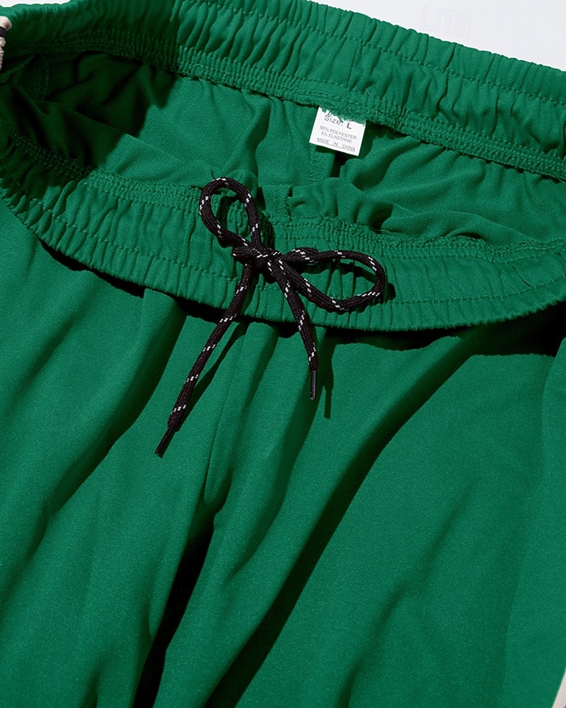 Hombre Pantalones de Deporte Pantalones Pantalones deportivos de pierna recta Correa Bolsillo Cintura elástica Bloque de color A Rayas Comodidad Diario Deporte Moda Casual Vino Verde Ejército 2026 - $20.99 –P12