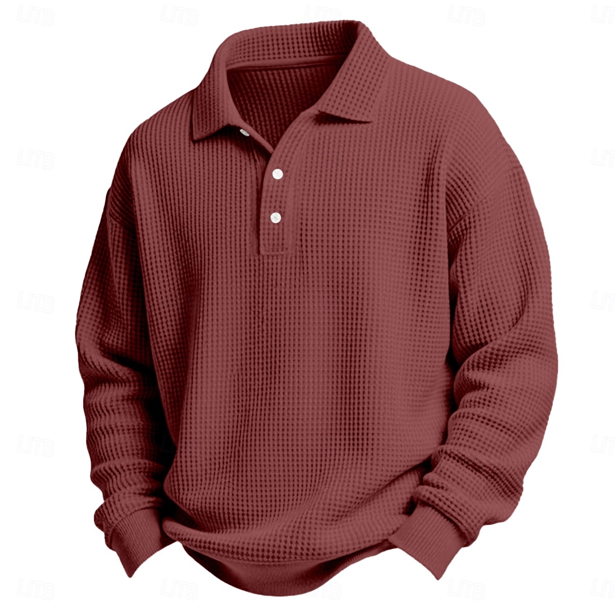 2025年 男性用 ワッフルポロシャツ ゴルフシャツ カジュアル 祝日 ラペル 長袖 クール 平織り クラシック 秋 春 & 秋 オールシーズン レギュラー ホワイト ライトグリーン ライトブルー ルビーレッド ネイビーブルー パープル ワッフルポロシャツ  コレクション – $23.99 –P5