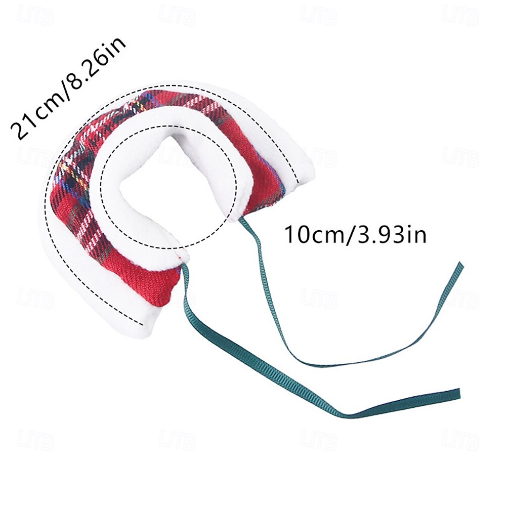 Lindo conjunto navideño para mini mascotas: capa blanca con ribete de piel y mangas a cuadros. &Accesorio de estrella para hámsteres &animales pequeños 2025 - $12.49 –P11