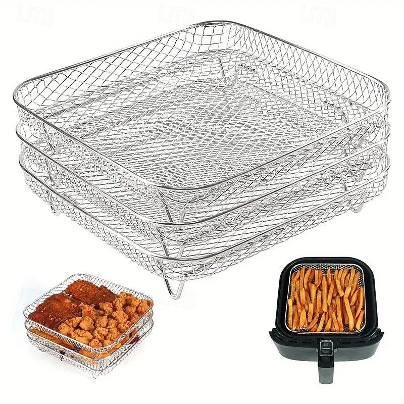 Conjunto de acessórios para fritadeira de ar de aço inoxidável de 3 níveis - bandejas empilháveis para forno e fritadeira de ar, laváveis na máquina de lavar louça, ideais para cozinhar de forma de 2026 por $26.99 –P11