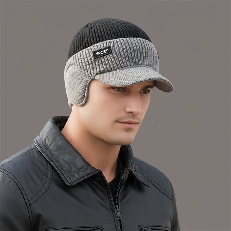 Pánské Unisex Klobouk s klapkami na uši PLacatá čepice Zimní čepice Pletená čepice Zimní čepice Beanie Černá Námořnická modř Polyester Pletený Útulný Denní nošení Jdeme ven Barevné bloky Teplý 2026 - $9.49 –P5