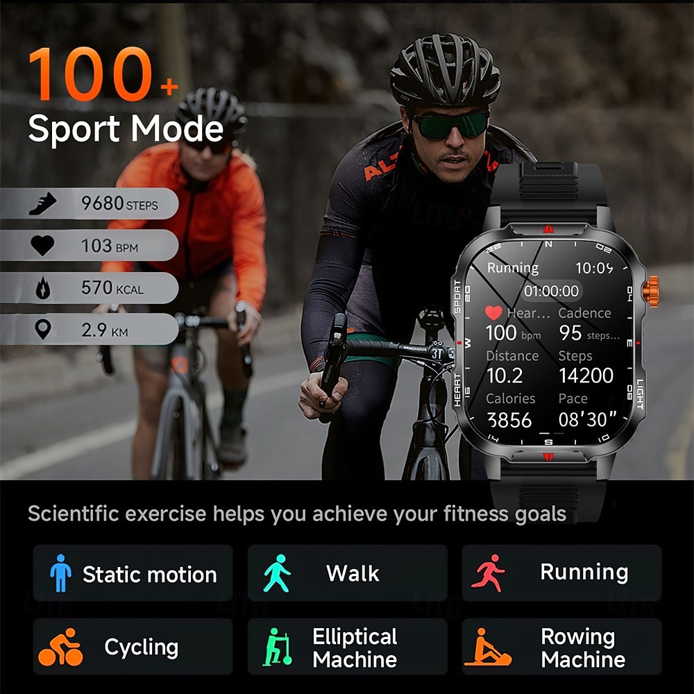 Nowy globalny smartwatch 2,01 cala, 1100 mAh, duża bateria, kompas LED, męski zegarek sportowy do użytku na świeżym powietrzu, asystent głosowy, połączenia bezprzewodowe 2025 - $37.99 –P9