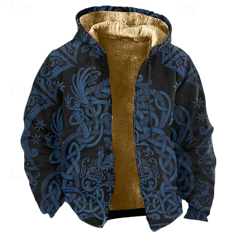 Per uomo Grafico Felpa con Cappuccio Giacca di pelle Moda Streetwear Casual Manica Lunga Con Cappuccio All'aperto Sport all'Aperto Uscire Blu Grigio Tasca Stampato Pile Inverno progettista S M L XL del 2026 a $56.99 –P2