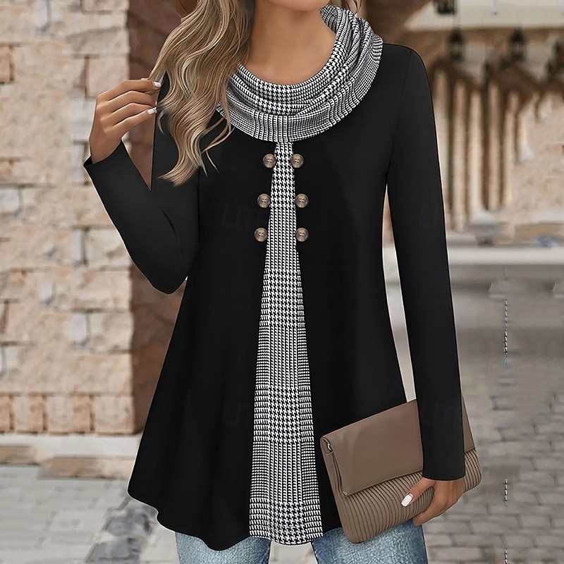 Damskie Bluzka Guziki Kratka Elegancja Codzienny Elegancki Długi rękaw Wysoki Długie topy Codzienny Święto Wyjściowe Niebieski Biały Czerwony Zielony Khaki Wiosna Jesień 2026 - $29.99 –P2