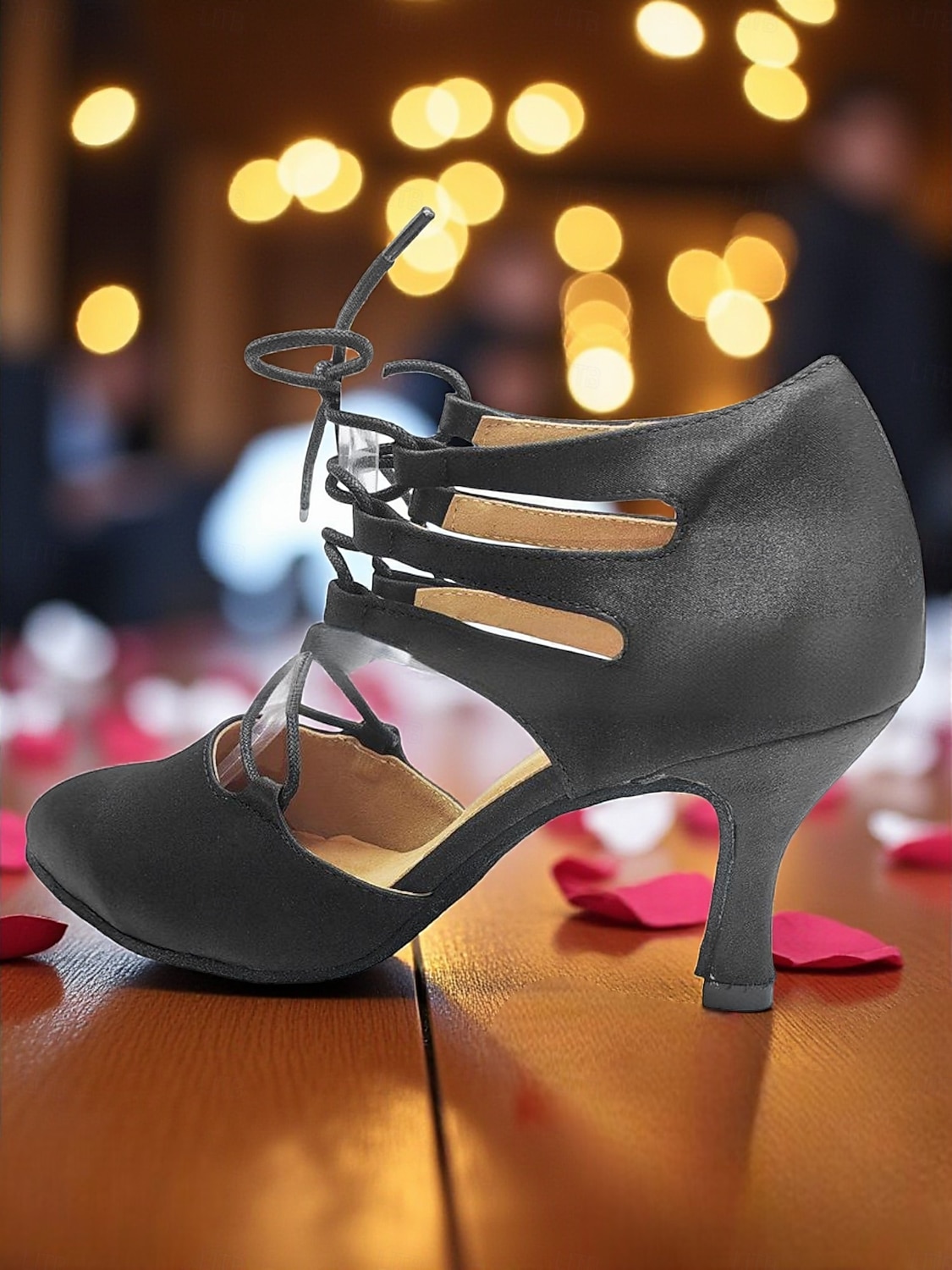 Women's Black Satin Lace-Up Ballroom Dance Shoes - Strappy Closed Toe High Heel Pumps for Professional Party & Dance Performances 2026 - $54.99 –P2