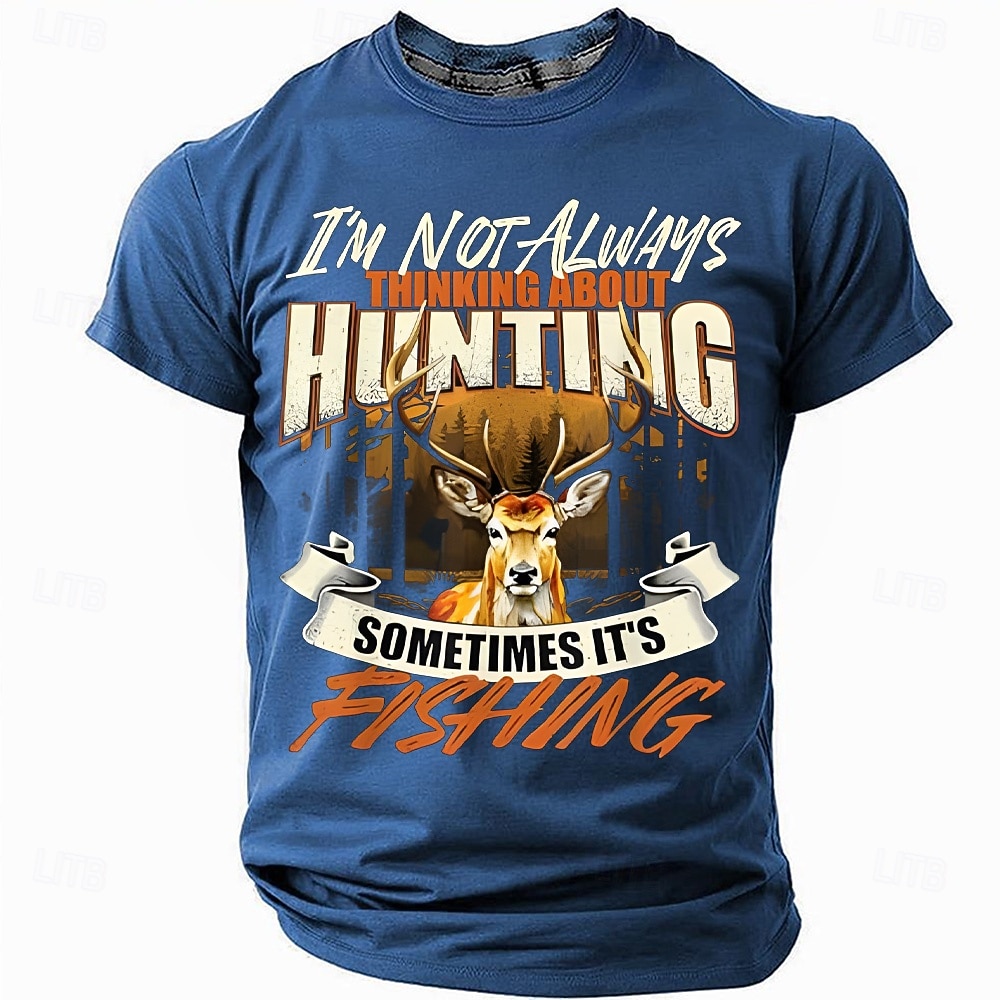 Voor heren Hert T-shirt Korte mouw T-shirt 3D-afdrukken Strakke ronde hals Overhemd Modieus Dagelijks Dagelijks Straat Jagen blauw Zwart Groen Zomer Lente Kleding S M L XL XXL XXXL 2026 - $21.99 –P3