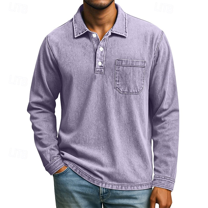 Ανδρικά Πουκάμισο γκολφ Μπλουζάκια Golf Polos Causal Δουλειά Πέτο Μακρυμάνικο Βασικό Μοντέρνα Σκέτο Τσέπη Κουμπιά Άνοιξη Φθινόπωρο Κανονικό Βαθύ πράσινο Σκούρο μπλε Καφέ Πουκάμισο γκολφ 2026 - HUF 7410 –P10