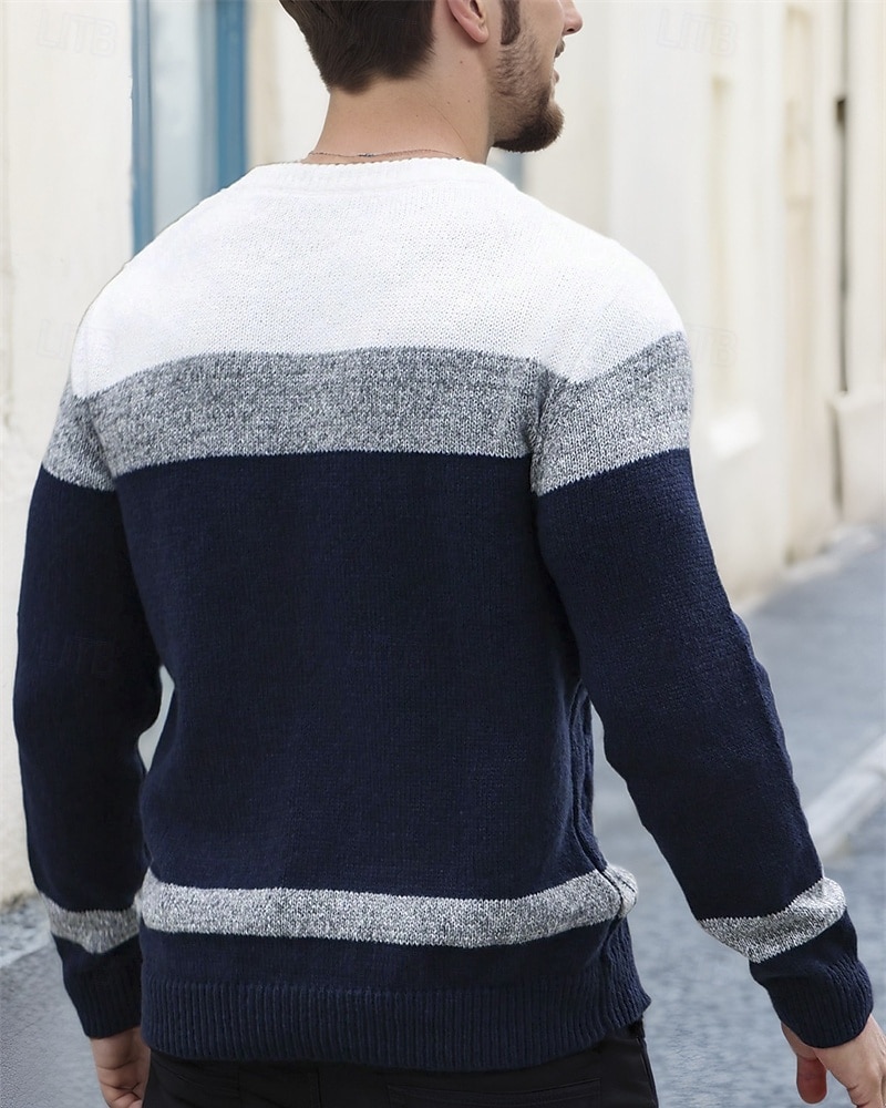 Męskie Sweter sweter Sweter z dzianiny Prążkowany Robić na drutach Zwykłe topy Dzianiny Kolorowy blok Półgolf Moda Podstawowy Urlop Dzienne zużycie Odzież Jesień Zima Biały Czerwony S M L 2026 - $34.99 –P14