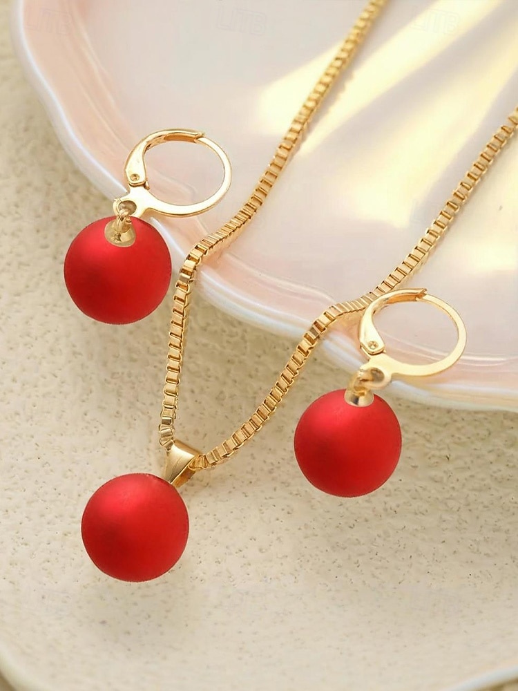 Naisten tekohelmikaulakoru ja korvakorut kultaisilla yksityiskohdilla, elegantit joulukorut juhlajuhliin 2026 - $9.99 –P10