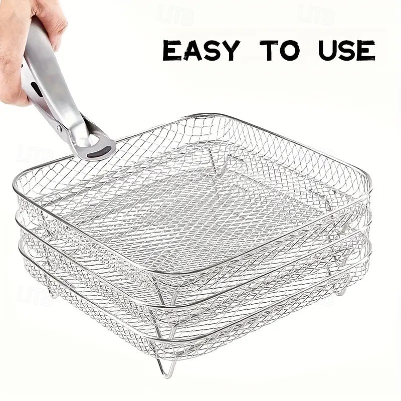 Conjunto de acessórios para fritadeira de ar de aço inoxidável de 3 níveis - bandejas empilháveis para forno e fritadeira de ar, laváveis na máquina de lavar louça, ideais para cozinhar de forma de 2026 por $26.99 –P6