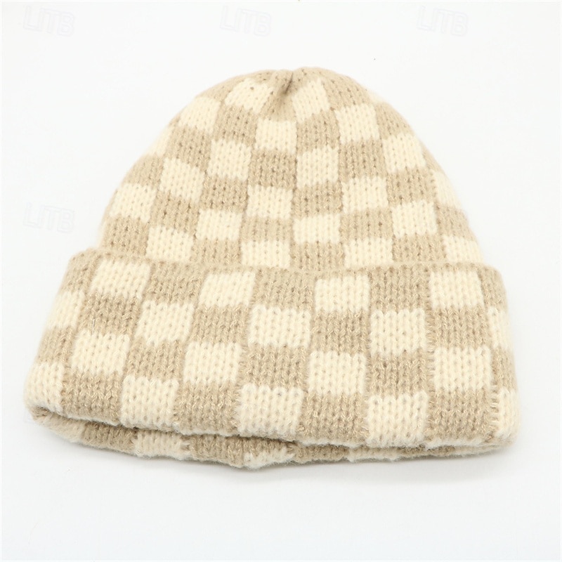 Homens Unisexo Gorro Chapéus de inverno Gorros 骷髅头毛线帽 Chapéu de malha Vermelho Azul Fibras Acrilicas Tricotado Moda Casual Aconchegante Roupa Diária Encontro Xadrez Quente de 2026 por $8.49 –P5