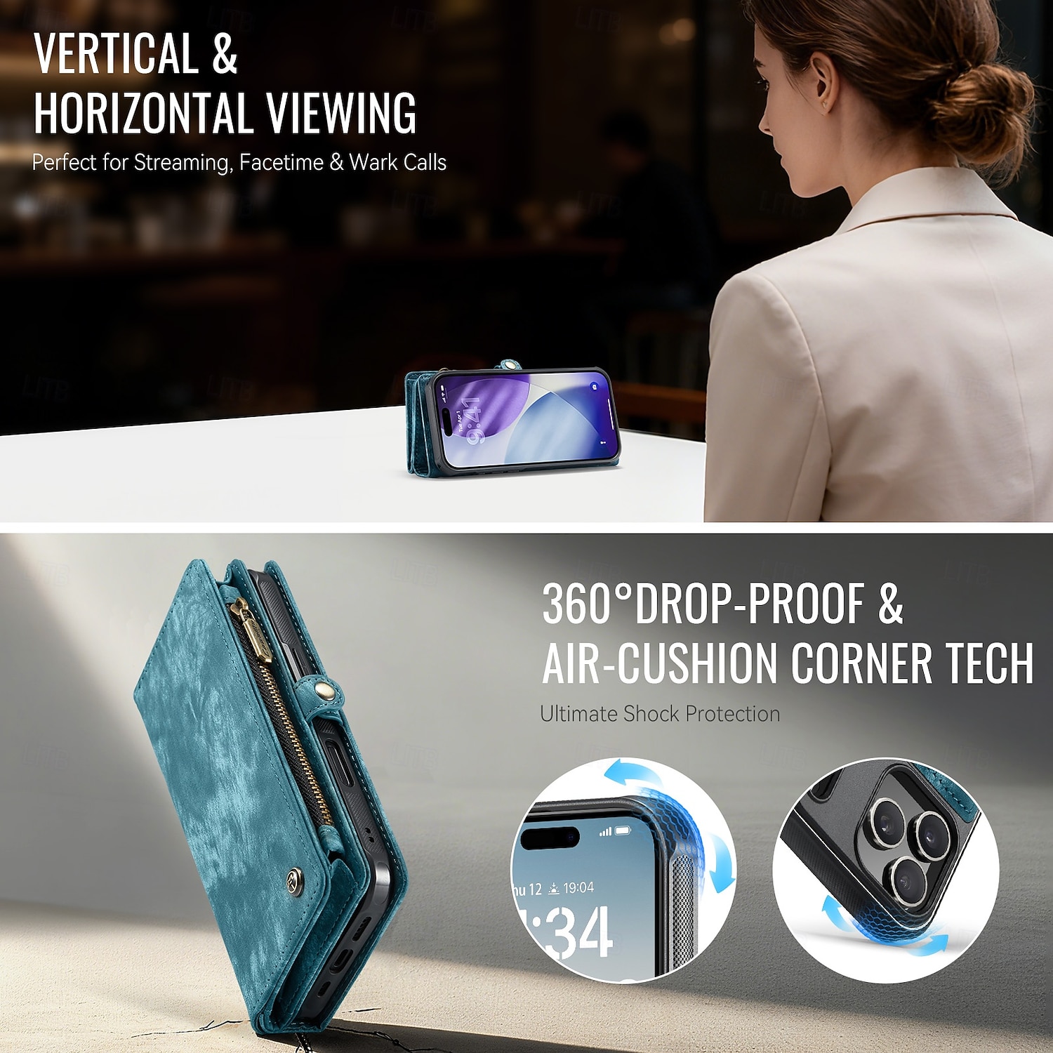 telefono Custodia Per iPhone 17 Pro Max 17 Air 17 Custodia Portafoglio Rimovibile Cerniera Supporta la Ricarica Wireless TPU Pelle PU del 2026 a $31.99 –P8