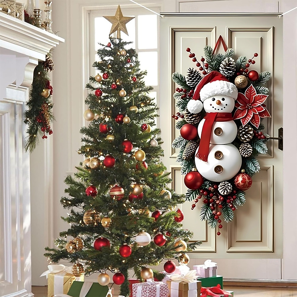 Jul Affischer Dörrskydd Utomhus banderoller Snögubbe Strumpbyxor söt stil 3D Fest Studentboende Tonårsrum Killar Man Cave Frat Sovrum Bakgrundsfotografering Ytterdörr Heminredning 2026 - $19.99 –P6