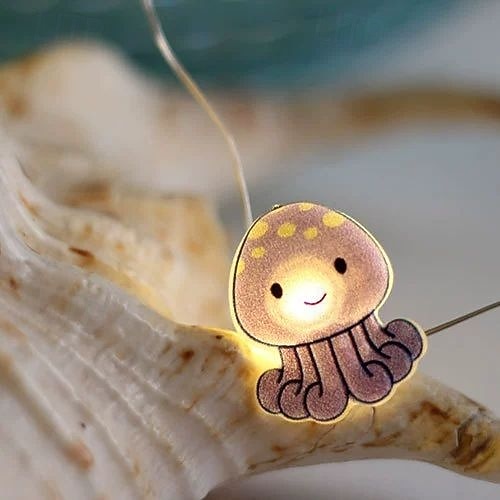 Luces de cadena de alambre de cobre LED en forma de pulpo estrella de mar cangrejo guirnalda de luces 2m 20LED a pilas decoración para fiestas de bodas y vacaciones en interiores y exteriores tema 2026 - $14.49 –P4