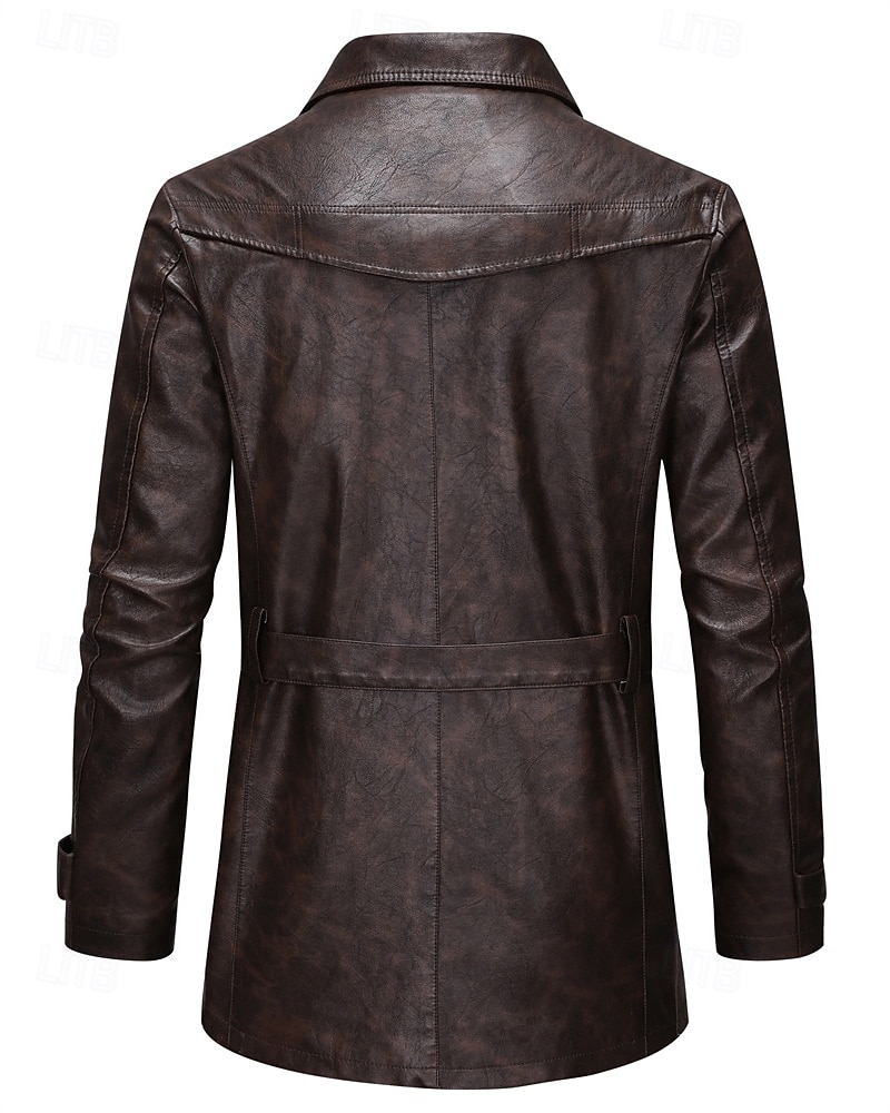 Herren Kunstlederjacke Bikerjacke Motorradjacke Urlaub Täglich Winddicht Warm Tasche Frühling Herbst Einfach Mode Klassisch Revers Regulär Schwarz Kaffee Jacken 2026 - $75.99 –P4