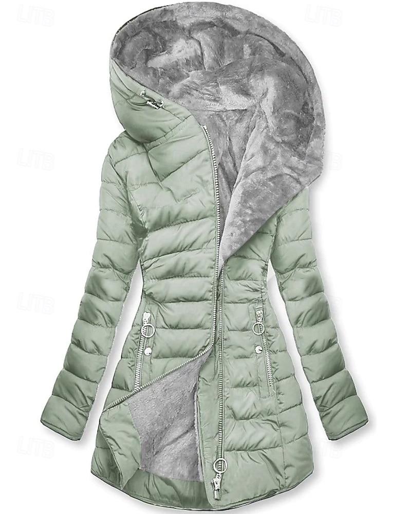 Жен. Зимнее пальто Парка Сохраняет тепло Удобный Молния Карман На каждый день Полотняное плетение Отпуск На каждый день На выход Длинная Капюшон Стандартный Длинный рукав Верхняя одежда 2025 - $78.99 –P3