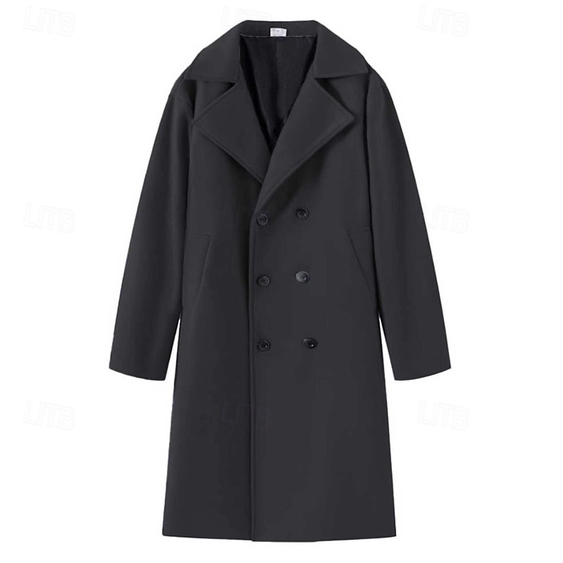 Homens Casaco Casaco impermeável Casaco longo Férias Diário Outono Inverno Poliéster A Prova de Vento Manter Quente agasalhos Roupa Moda Clássico Tecido Bolsos Lapela Trespassado de 2026 por $39.99 –P4