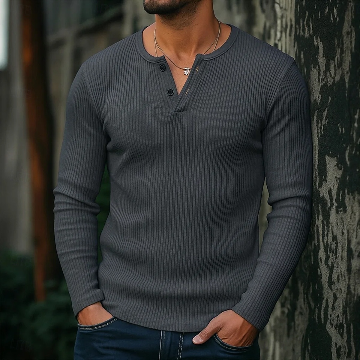 Ανδρικά Μπλουζάκι Πλεκτό μπλουζάκι με ραβδώσεις Μπλουζάκι μπλουζάκι Μακρυμάνικο πουκάμισο Μακρυμάνικο Χένλι Άνοιξη Φθινόπωρο Χειμώνας Σκέτο Pit Strip Μοντέρνα Υψηλής Ποιότητας Βασικό Πλέξιμο 2026 - $20.99 –P5