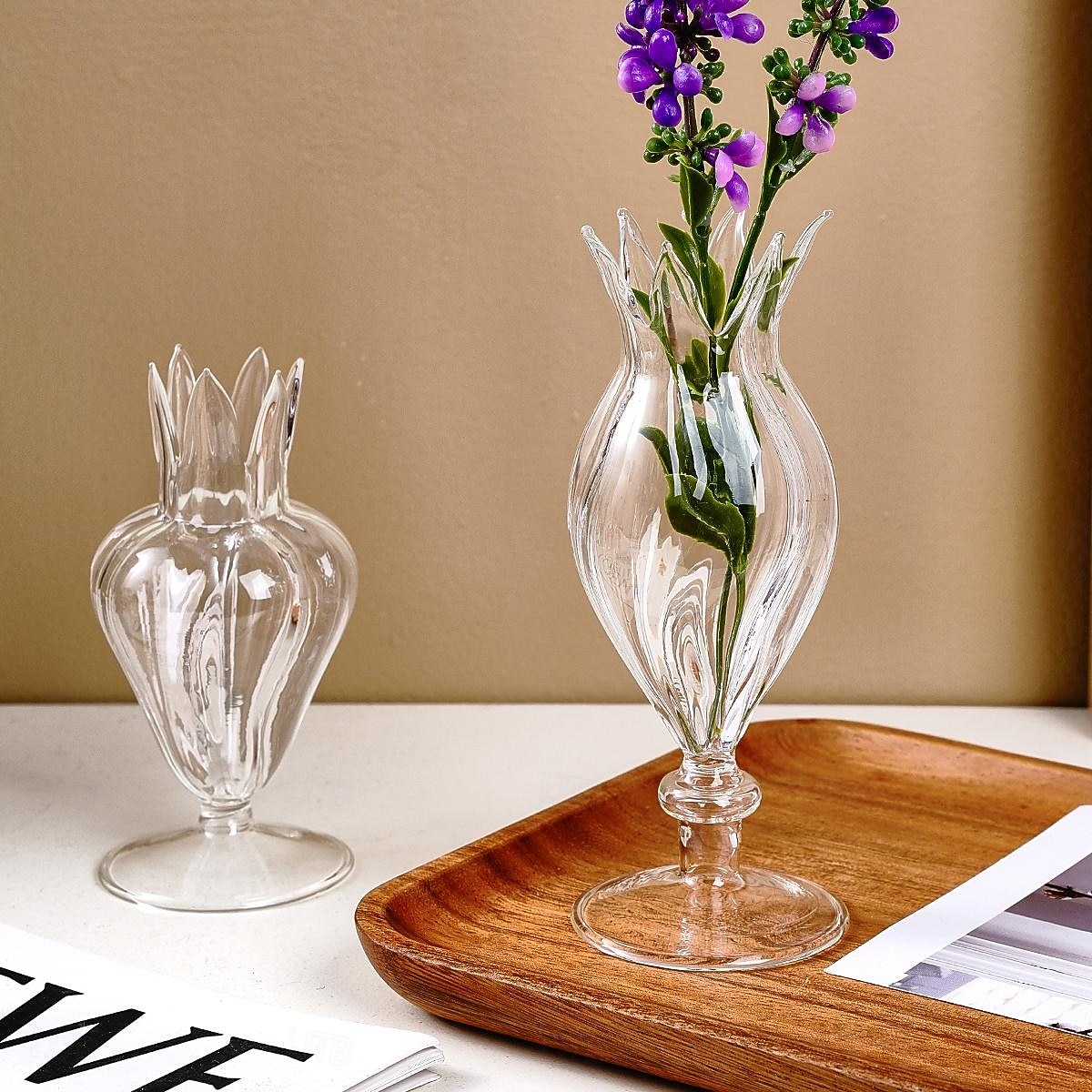 Cute Flower Bud-shaped Hydroponic Vase A Transparent Glass Flower Arrangement Table Decoration Piece Suitable for Home and Store Table Art Flower Arrangements and Decorative Vases 2025 - $9.99 –P5