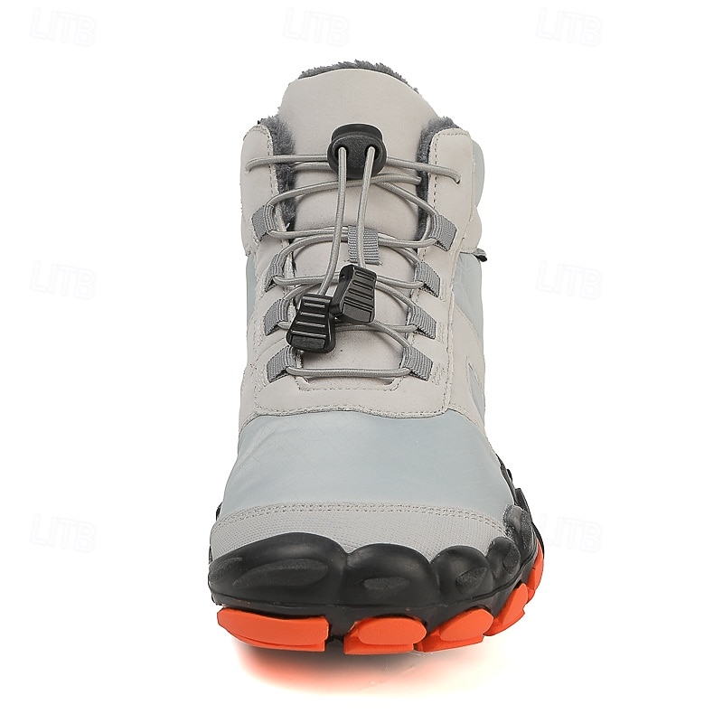 Orange och bruna vattentäta vandringskängor för män med pälsfoder – slitstarka och snygga skor för julens utomhusäventyr och vintervandringar 2025 - $54.99 –P17