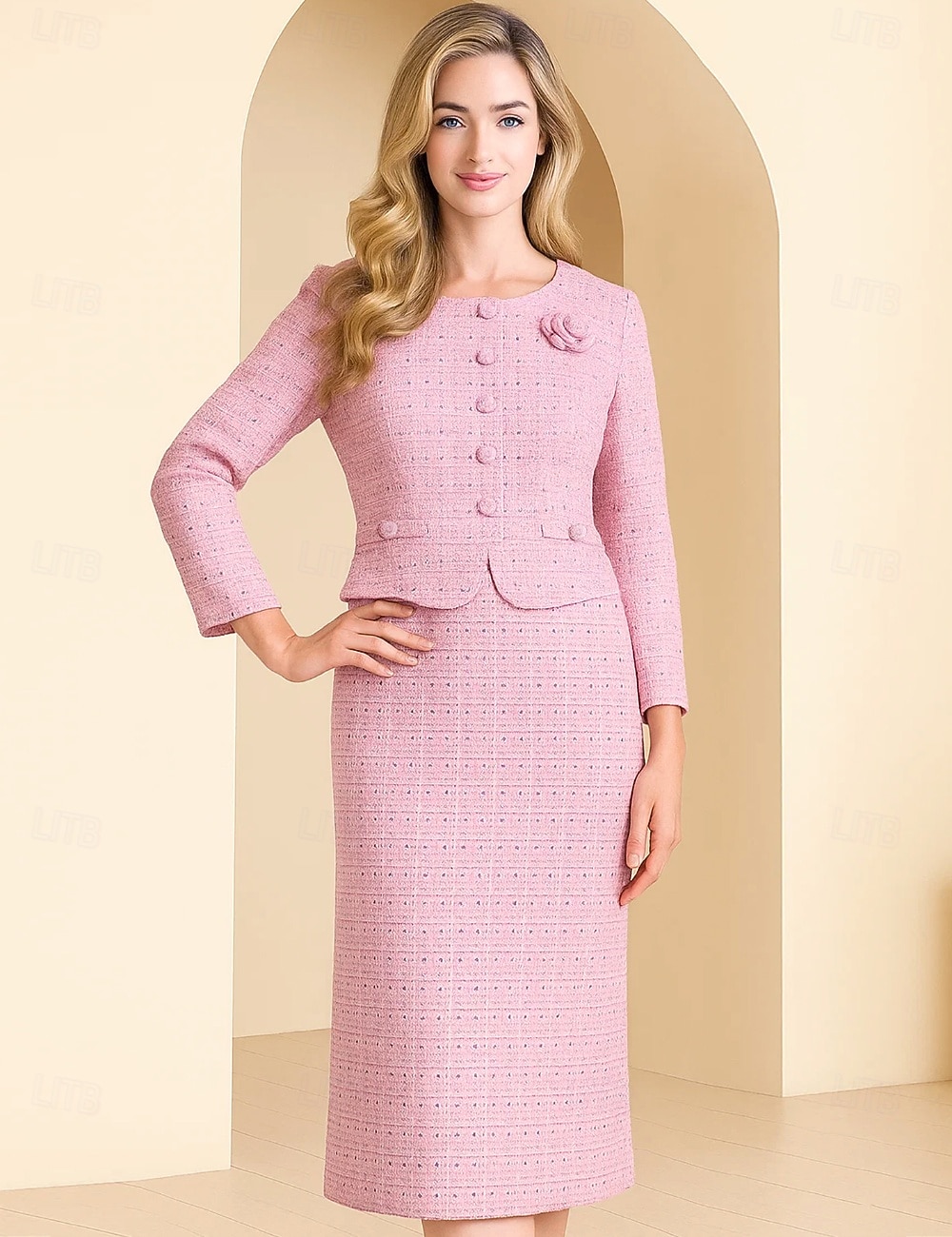 Schlankes Kolonne Knöchellanges Partykleid Cocktailkleid Hochzeitsgastkleid Mutter der Braut Kleid Langarm Rundhalsausschnitt Elegant Vintage Party mit Knöpfen 2026 - $160.99 –P3