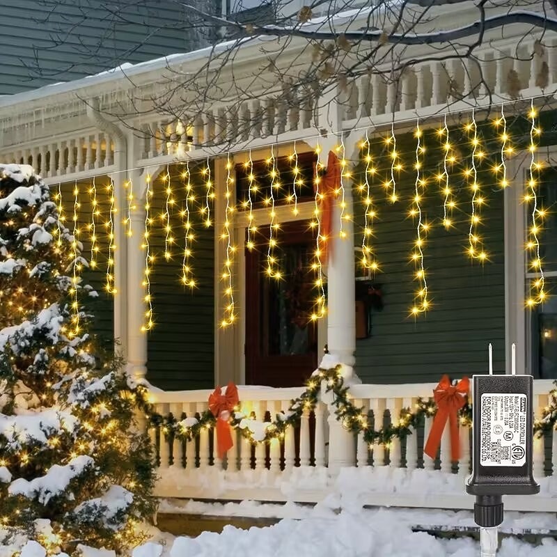 LED Eiszapfenlichter 10M 5M hängende Vorhang Feenlichter 216Leds 500Leds flexible Urlaubslichterkette für Innen Außen Party Höhlen Fluren Vorhänge Beleuchtung 2026