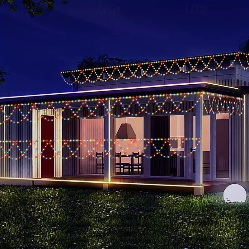 Luci a stringa a LED solari per esterni, 4 m, 138 LED, impermeabili, alimentate tramite USB o batteria, per Natale, matrimonio, festa, giardino, balcone, recinzione, portico, cortile, decorazione luci del 2025 a $14.49 –P4