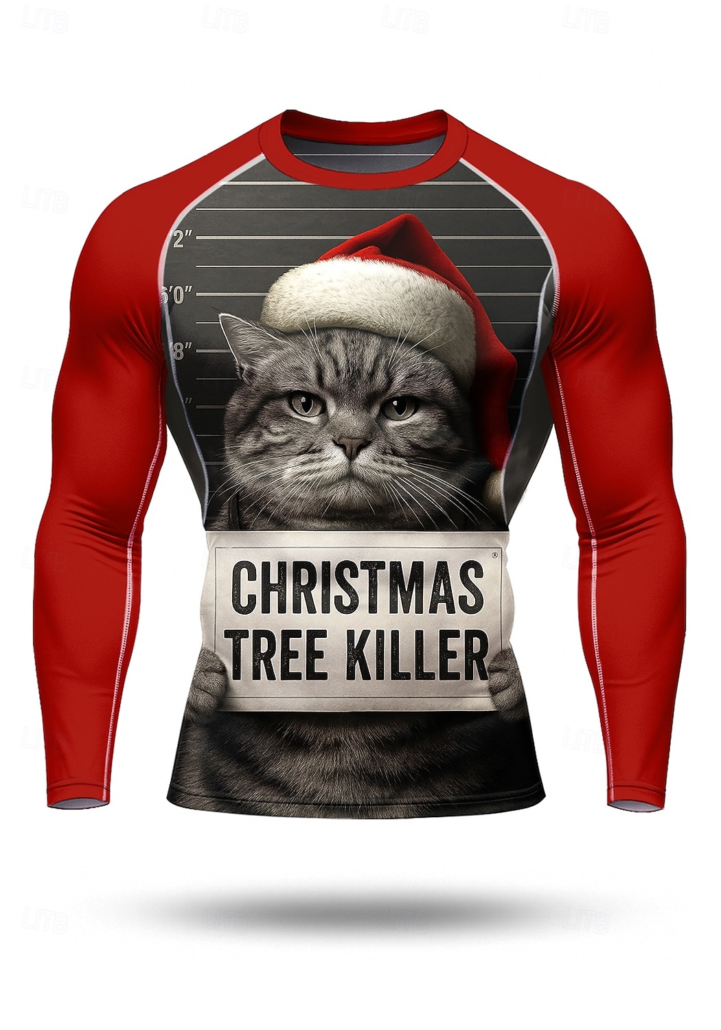 Noël Homme Unisexe T-shirt de compression T-shirt de course manche longue T-shirt Chat Séchage Rapide Compression Power Flex Évacuation de l'Humidité Entraînement en salle Entraînement actif Exercice de 2025 ? $22.99 –P1