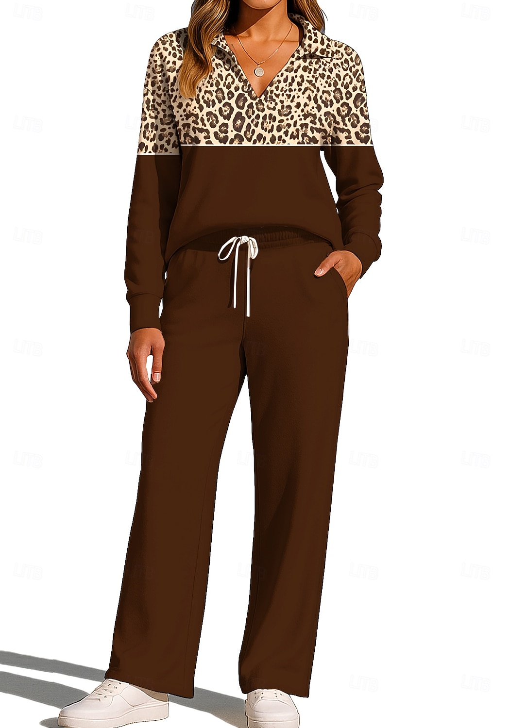 Femmes Sweat-shirt Ensemble Survetement Jogging Pantalon Cordon de serrage Avec Poches Léopard Veste et Pantalon de Jogging Ensemble de vêtements de sport Vêtements d'intérieur Été Printemps Automne de 2026 ? $44.99 –P7