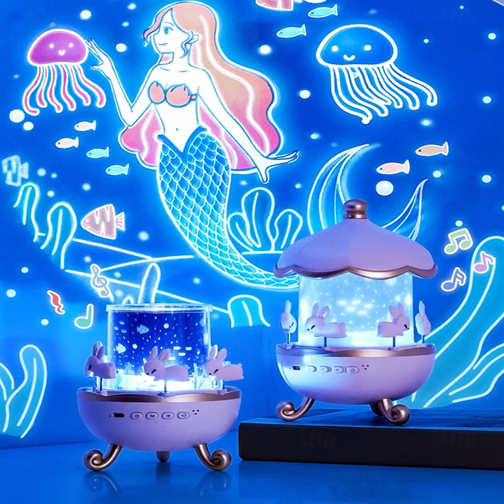 Proiettore Notturno Carousel Bunny 12 Film Musica e Altoparlante Bluetooth Proiettore di Stelle Rotante a 360° per Camera dei Bambini Lampada Nursery Ricaricabile Regalo di San Valentino per Bambine del 2026 a $47.99 –P3