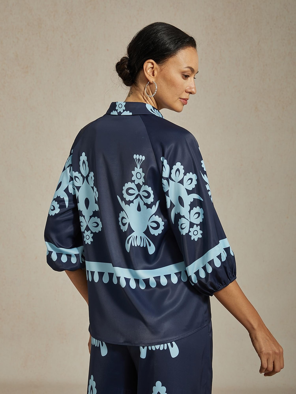 γυναικείο παντελόνι φαρδύ μεταξωτό σατέν λάστιχο με σούρες στη μέση ίσιο χαλαρό εθνοτικό γεωμετρικό σχέδιο με εκτύπωση casual διακοπές άνοιξη καλοκαίρι φθινόπωρο 2025 - $61.99 –P3