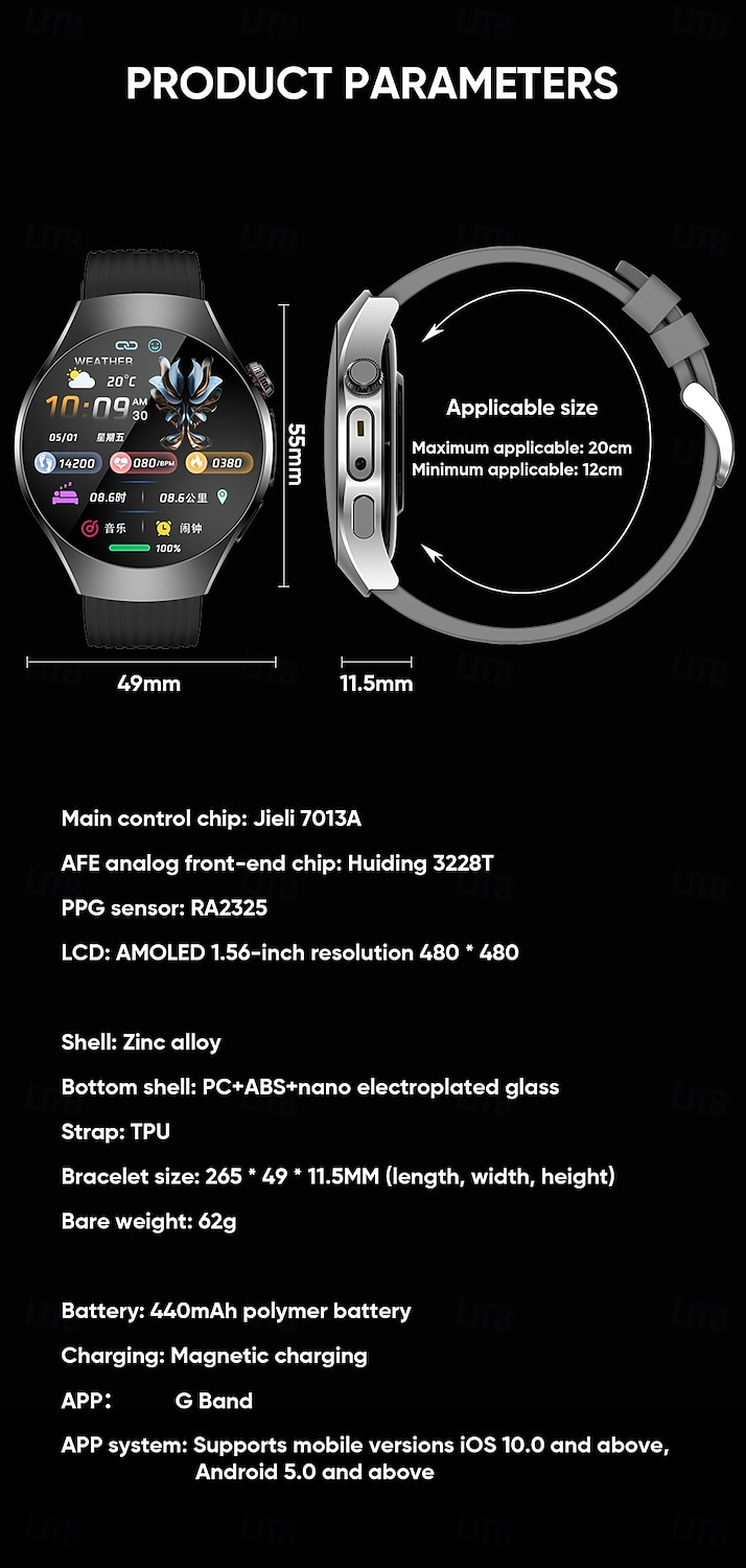 iMosi MT116 Умные часы 1.56 дюймовый Смарт Часы Bluetooth Педометр Напоминание о звонке Датчик для отслеживания активности Совместим с Android iOS Универсальные Хендс-фри звонки IP68 49 2026 - $92.99 –P11