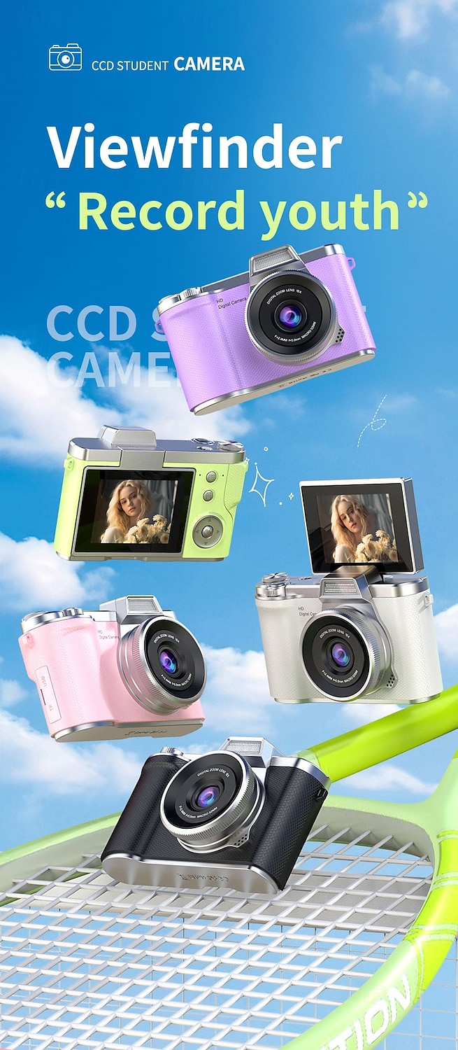 2026年 1080P HDポータブルCCDカメラ 4Kレンズ フリップスクリーン USB充電式リチウムポリマーバッテリー 初心者向け旅行Vlogging 完璧なバレンタインデーギフト 初心者カメラ  コレクション – $47.99 –P1