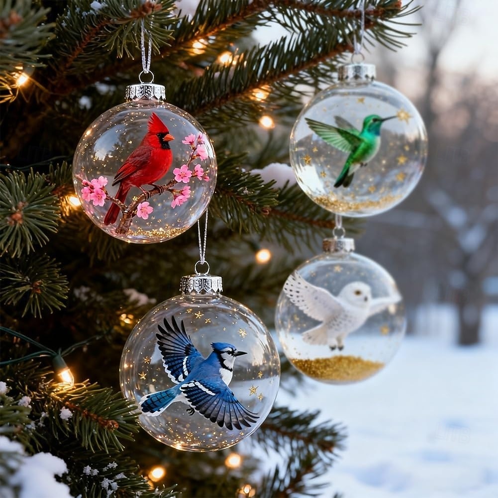 Ornements transparents d'oiseaux de la nature, décorations de sapin de Noël avec cardinal, boules de Noël en plastique transparent, décorations de fêtes, décorations intérieures et extérieures pour sapin de Noël, cadeaux commémoratifs de 2025 ? $9.99 –P6