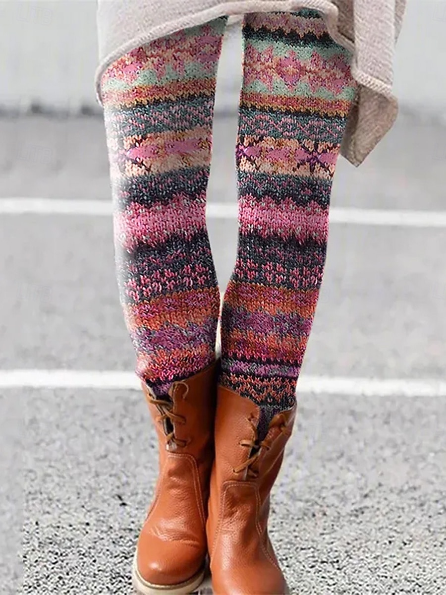 Pentru femei Jambiere Vacanță Epocă Modă Lungime totală Talie Înaltă Grafic Geometric Abstract Imprimare Termic cald Απαλό Respirabil Strech Oficial În aer liber Vacanță Galben Roșu-aprins Albastru 2025 - $19.99 –P2