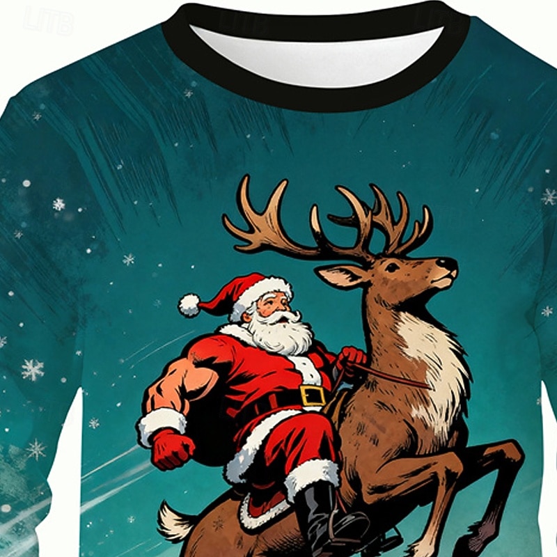Jul Pojkar 3D Grafisk jultomten Dinosaurie T-shirt Långärmad Vår Höst Mode Grundläggande Barn 4-12 år Rund hals Utomhus Ledigt Dagligen Normal 2025 - $13.99 –P2