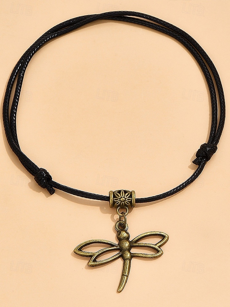Women's Dragonfly Pendant Anklet, Adjustable Rope Bracelet with Vintage Charm, Boho Beach Foot Jewelry for Summer, Parties & Holidays 2026 - $5.99 –P5