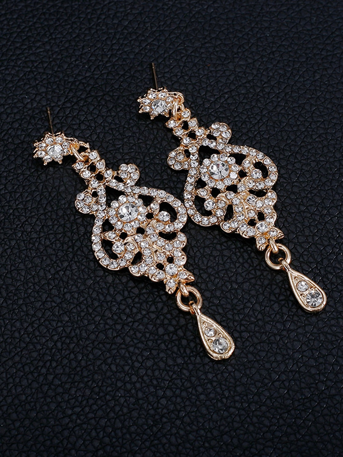 Zestaw biżuterii z kryształkami dla kobiet na bal – elegancki srebrny naszyjnik i wiszące kolczyki, styl vintage glamour na wieczór, bal maturalny &formalne okazje 2026 - $14.99 –P4