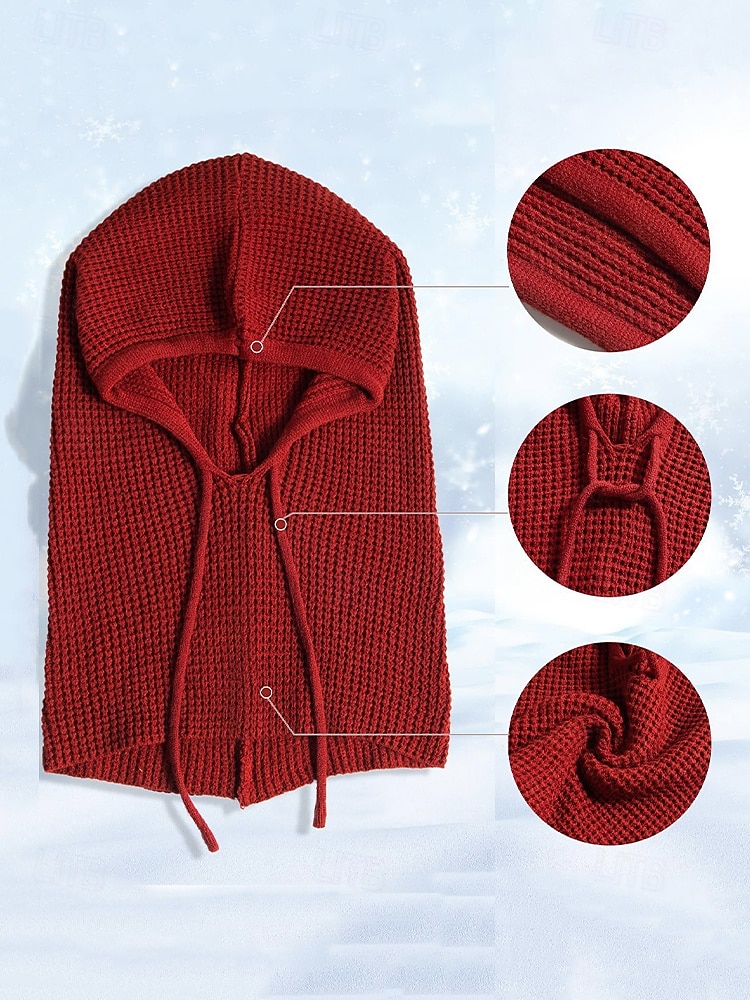 Bufanda con capucha y pasamontañas de punto festivo para mujer: calentador de cuello con cordón en varios colores para Navidad y temporada de esquí. 2026 - $14.99 –P7