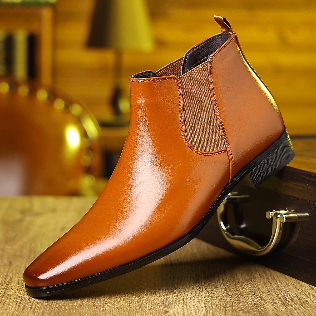 Homme Bottes Bottes Chelsea Marche Cuir PU Confortable Antidérapant Bottines Mocassin Bande Élastique Brun claire Brun foncé Noir Été Printemps Automne de 2025 ? $42.99 –P10