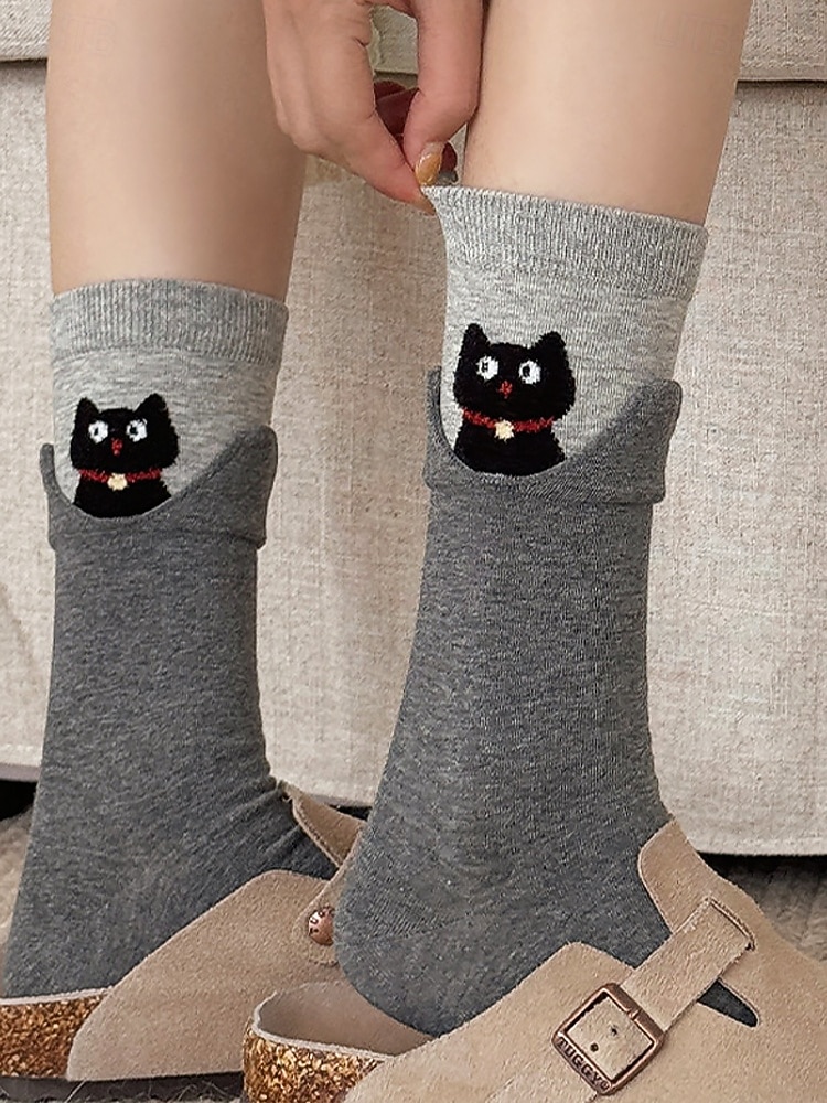 גרבי כותנה לנשים - עיצובים רקומים של חתול כלב חמוד עם חיות, רכים ונוחים, מושלמים ללבוש יומיומי ולפעילויות יומיומיות 2026 - $9.99 –P2