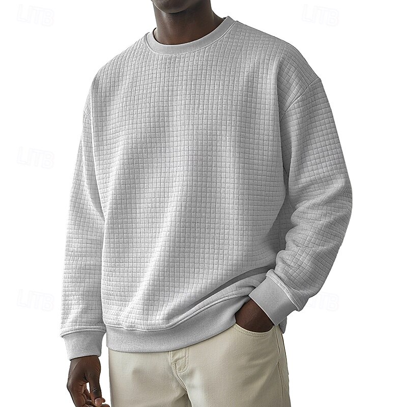 Homens Moletom Moletom Waffle Estacionar Cinza Claro Gola Redonda Tecido Textura Casual Diário Desportos e Ar livre Roupa de rua Legal Roupa de Esporte Primavera & Outono Roupa Moletons Moletons de 2026 por $24.99 –P6
