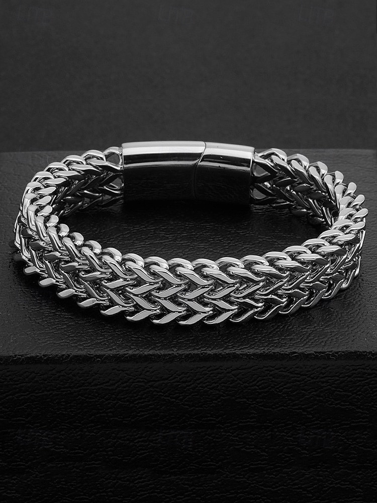 Pánský pletený řetízkový náramek z nerezové oceli s magnetickou sponou – moderní módní šperk pro běžné nošení, do práce i na párty 2026 - $11.99 –P5
