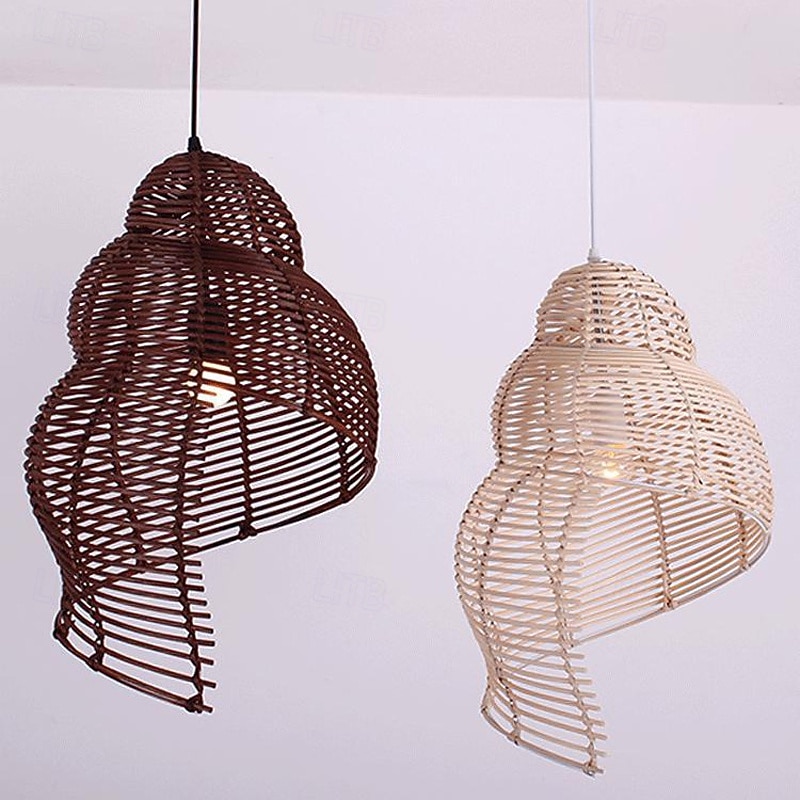Romantic Beach Lamp Shade Curved Rattan Ceiling Hanging Light in Brown Hand Woven Lamp Vintage Asian Style Industrial Lighting Fixture for Cafe Bar Restaurant Farmhouse 2025 - $146.99 –P3