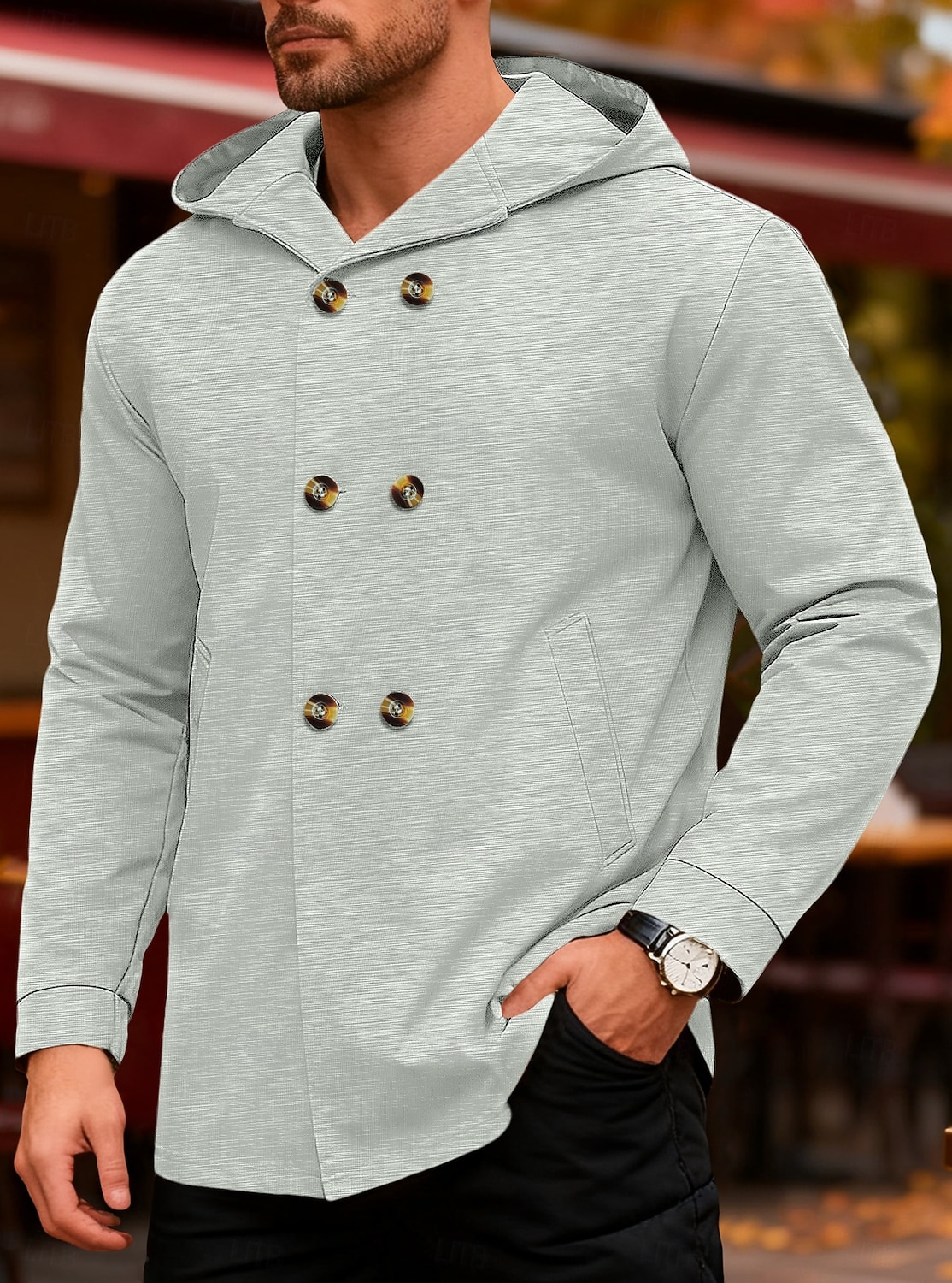 Men's Trench Coat Hoodied Jacket Formal Home Windbreaker Pocket Spring Fall Solid Color Active Vintage Shirt Collar Regular Black Red Blue Green Khaki Jacket 2026 - $42.99 –P2