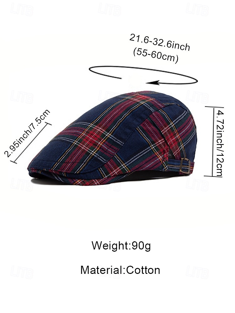 Heren katoenen tartan platte pet voor Kerstmis - meerdere kleuropties, stijlvol en comfortabel, perfect voor vakantie-outfits 2026 - $14.99 –P9
