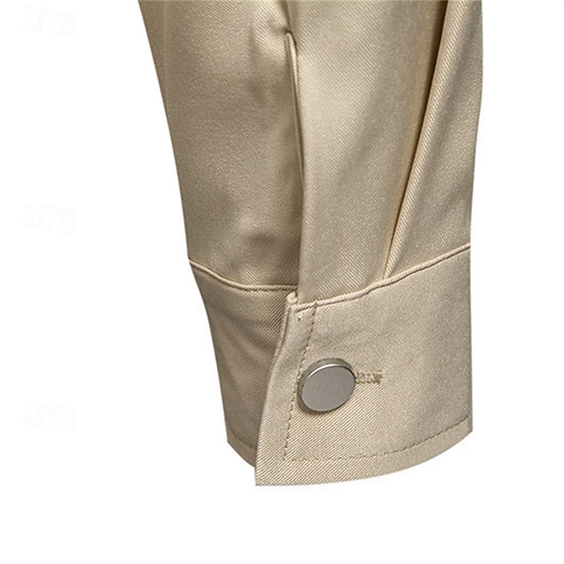 Herren Hemd Sommerhemd Freizeithemd Strandhemd Knopfhemd Schwarz Weiß Kaki Langarm Einfach Revers Urlaub Hawaiianisch Knöpfe Bekleidung Mode Lässig Bequem 2025 - $38.99 –P15