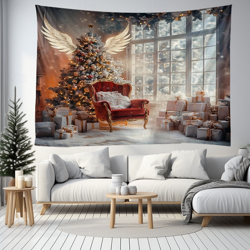 tapeçaria de natal com papai noel, árvore de natal &elfo, decoração de arte para pendurar na parede, decoração para casa, quarto, sala de estar ou escritório de 2026 por $17.99 –P3