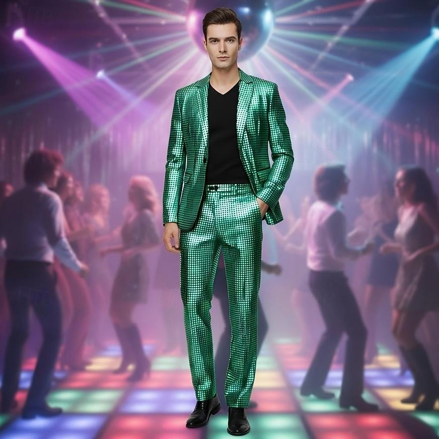 Conjunto Discoteca Anos 80 Roupa Fantasia fantasia Ternos / Conjuntos e Blazeres Metálico Brilhante Fantasia Homens Natal Ano Novo Espetáculo Bandagem Festa Temática Retro Adulto Casaco Calças de 2026 por $89.99 –P16